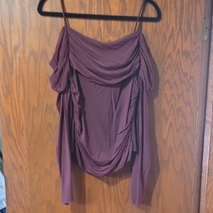 Elegant Women's Draped Blouse - Rich Purple